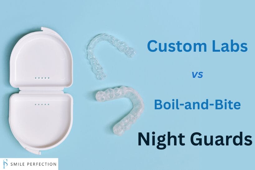 infographic of custom lab night guards versus boil-and-bite night guards